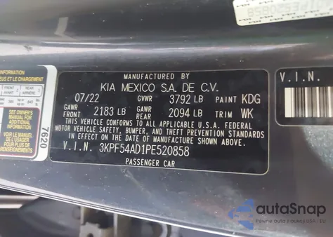 2023 Kia Forte Gt-Line from USA, damaged, VIN 3KPF54AD1PE520858